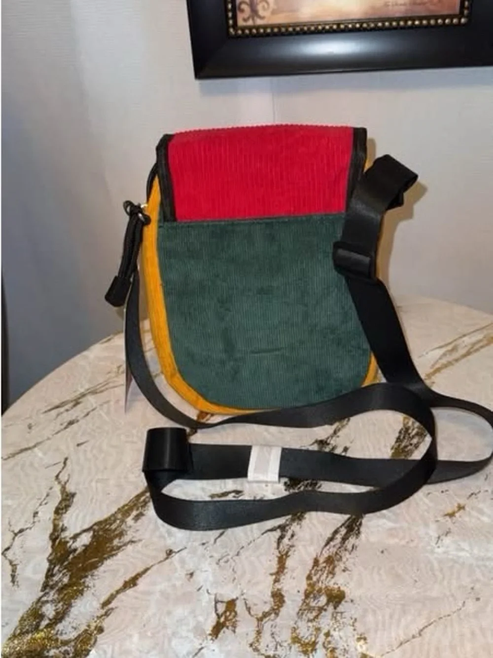 Paneled Corduroy Crossbody Bag